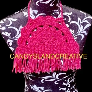 Handmade crochet hot pink festival top size 3 months